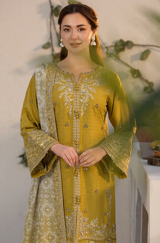 Laam - Winter 3PC Dhanak Embroidered Suit- Laam - Winter 3PC Dhanak Embroidered Suit-