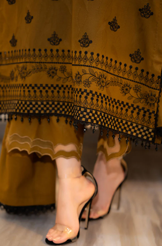 Urge - Winter 3PC Dhanak Embroidered Suit - Urge - Winter 3PC Dhanak Embroidered Suit -