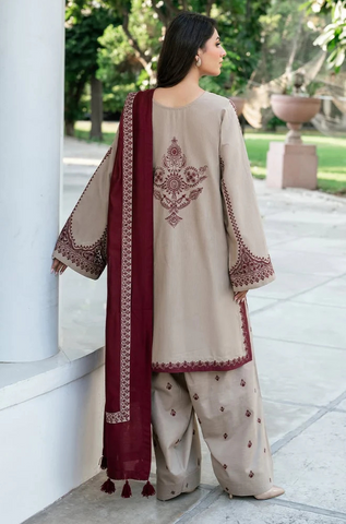 Baroque - Winter 3PC Dhanak Embroidered Suit - Baroque - Winter 3PC Dhanak Embroidered Suit -