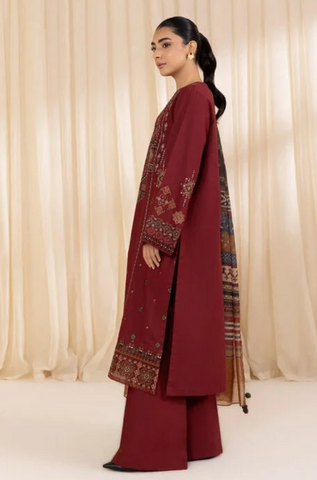 Sapphire - Winter 3PC Dhanak Embroidered Suit - Sapphire - Winter 3PC Dhanak Embroidered Suit -