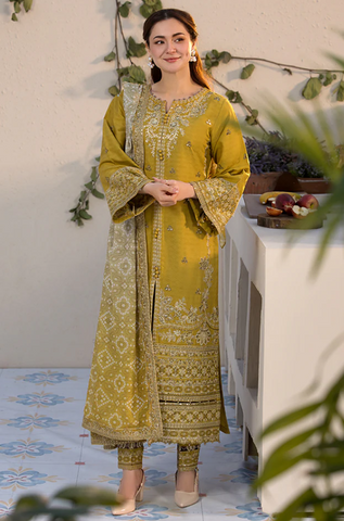 Laam - Winter 3PC Dhanak Embroidered Suit- Laam - Winter 3PC Dhanak Embroidered Suit-