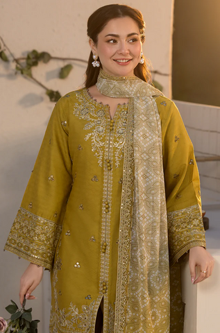 Laam - Winter 3PC Dhanak Embroidered Suit- Laam - Winter 3PC Dhanak Embroidered Suit-
