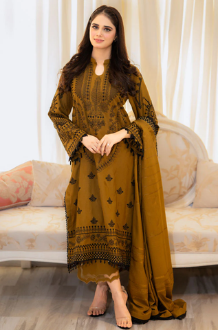 Urge - Winter 3PC Dhanak Embroidered Suit - Urge - Winter 3PC Dhanak Embroidered Suit -